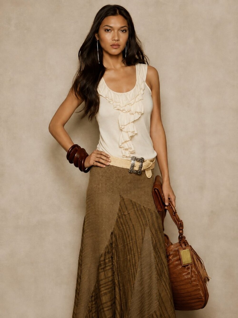 Ralph Lauren Rugby Wool Ruffle Trim Sleeveless Top